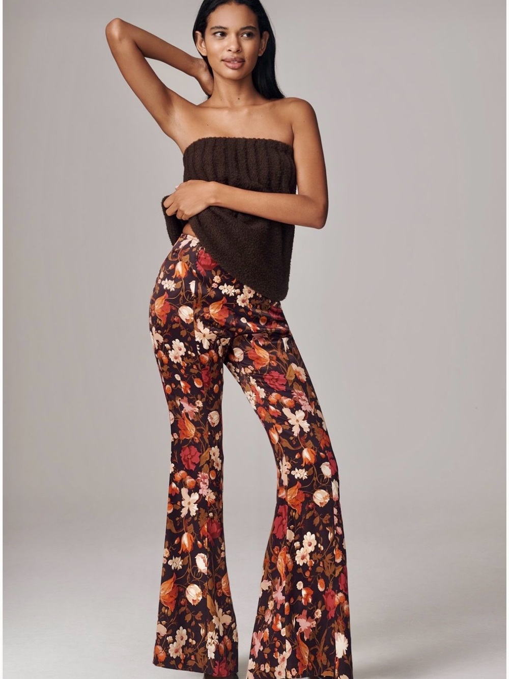 Anthropologie Satin Flare Pants